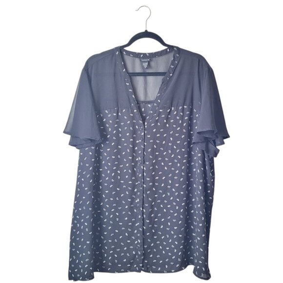 Torrid Chiffon Flutter Short Sleeve V-Neck Blouse - Picture 4 of 9